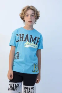 DeFacto Oversize Wide Fit Crew Neck Printed Short Sleeve T-Shirt Boy - Image 3