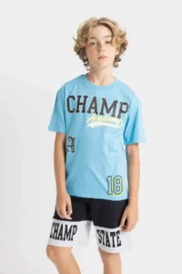 DeFacto Oversize Wide Fit Crew Neck Printed Short Sleeve T-Shirt Boy - Image 4