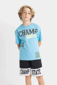 DeFacto Oversize Wide Fit Crew Neck Printed Short Sleeve T-Shirt Boy - Image 6