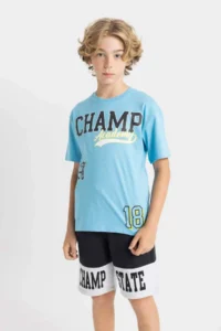 DeFacto Oversize Wide Fit Crew Neck Printed Short Sleeve T-Shirt Boy - Image 7