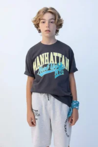DeFacto Oversize Wide Fit Crew Neck Printed Short Sleeve T-Shirt Boy - Image 3