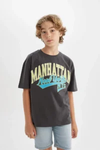 DeFacto Oversize Wide Fit Crew Neck Printed Short Sleeve T-Shirt Boy - Image 5