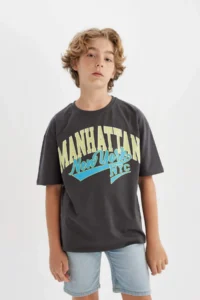 DeFacto Oversize Wide Fit Crew Neck Printed Short Sleeve T-Shirt Boy - Image 7