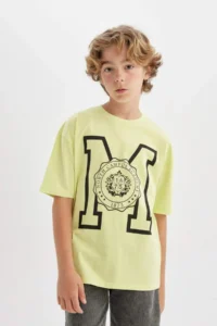 DeFacto Oversize Wide Fit Crew Neck Printed Short Sleeve T-Shirt Boy - Image 4