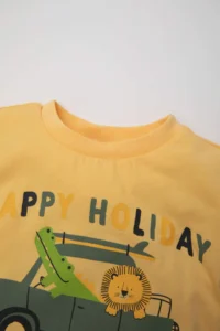 DeFacto Baby Boy Crew Neck Vehicle Printed Short Sleeve T-Shirt - Image 2