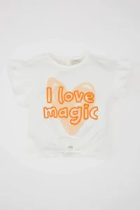 DeFacto Baby Girl Crew Neck Printed Short Sleeve T-Shirt