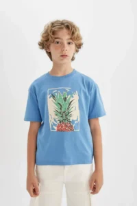 DeFacto Oversize Crew Neck Printed Short Sleeve T-Shirt Boy