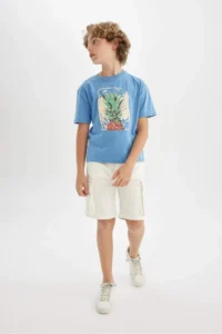 DeFacto Oversize Crew Neck Printed Short Sleeve T-Shirt Boy - Image 2
