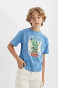 DeFacto Oversize Crew Neck Printed Short Sleeve T-Shirt Boy - Image 4