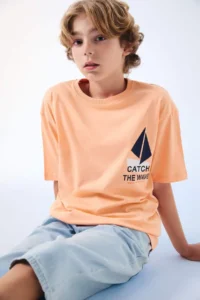 DeFacto Oversize Crew Neck Embroidered Short Sleeve T-Shirt Boy