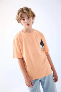 DeFacto Oversize Crew Neck Embroidered Short Sleeve T-Shirt Boy - Image 3