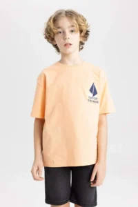 DeFacto Oversize Crew Neck Embroidered Short Sleeve T-Shirt Boy - Image 4