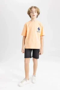 DeFacto Oversize Crew Neck Embroidered Short Sleeve T-Shirt Boy - Image 5