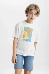 DeFacto Oversize Crew Neck Printed Short Sleeve T-Shirt Boy - Image 4