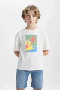 DeFacto Oversize Crew Neck Printed Short Sleeve T-Shirt Boy - Image 5