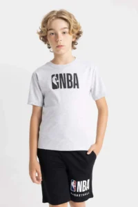 DeFacto NBA Wordmark Crew Neck Short Sleeve T-Shirt Boys