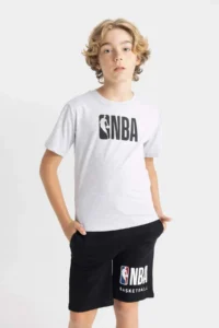 DeFacto NBA Wordmark Crew Neck Short Sleeve T-Shirt Boys - Image 3
