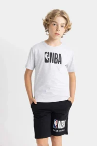 DeFacto NBA Wordmark Crew Neck Short Sleeve T-Shirt Boys - Image 4