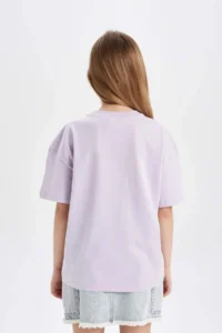 DeFacto Girl's Relax Fit Crew Neck Printed Short Sleeve T-Shirt - Image 5