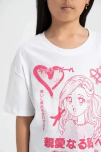DeFacto Girl's Relax Fit Crew Neck Printed Short Sleeve T-Shirt - Image 5