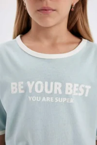 DeFacto Oversize Wide Fit Crew Neck Printed Short Sleeve T-Shirt Girls - Image 5