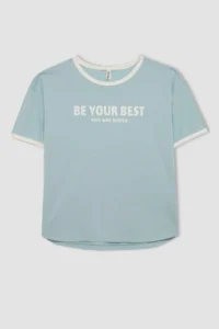 DeFacto Oversize Wide Fit Crew Neck Printed Short Sleeve T-Shirt Girls - Image 7