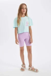 DeFacto Crop Crew Neck Printed Short Sleeve T-Shirt Girls - Image 2