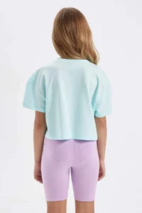 DeFacto Crop Crew Neck Printed Short Sleeve T-Shirt Girls - Image 6