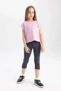 DeFacto Boxy Fit Crew Neck Printed Short Sleeve T-Shirt Girls - Image 2