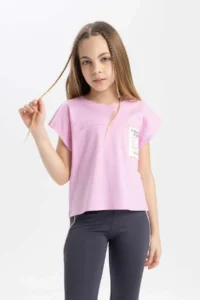 DeFacto Boxy Fit Crew Neck Printed Short Sleeve T-Shirt Girls - Image 3