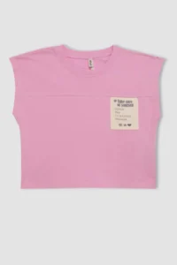 DeFacto Boxy Fit Crew Neck Printed Short Sleeve T-Shirt Girls - Image 7