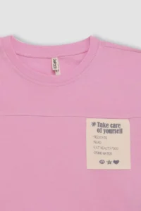 DeFacto Boxy Fit Crew Neck Printed Short Sleeve T-Shirt Girls - Image 8