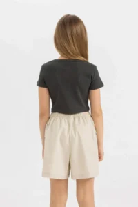 DeFacto Slim Fit Narrow Cut Crew Neck Basic Plain Ribbed Camisole Short Sleeve T-Shirt Girl Child - Image 5