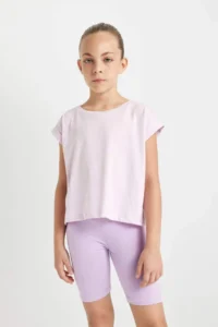 DeFacto Boxy Fit Crew Neck Basic Plain Short Sleeve T-Shirt Girl