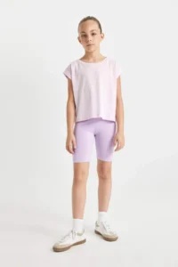 DeFacto Boxy Fit Crew Neck Basic Plain Short Sleeve T-Shirt Girl - Image 2