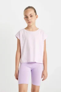 DeFacto Boxy Fit Crew Neck Basic Plain Short Sleeve T-Shirt Girl - Image 3