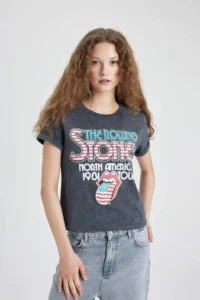 DeFacto Rolling Stones Regular Fit Crew Neck Short Sleeve T-Shirt - Image 4
