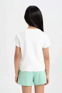 DeFacto Girl's Slim Fit Narrow Cut Crew Neck Ribbed Camisole Short Sleeve T-Shirt - Image 6