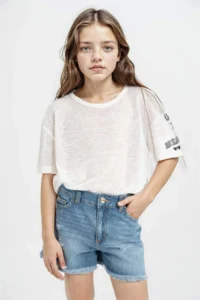 DeFacto Oversize Wide Fit Crew Neck Printed Short Sleeve T-Shirt Girls - Image 3
