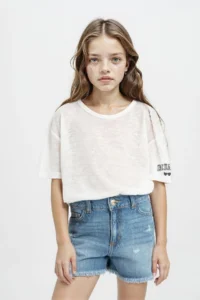 DeFacto Oversize Wide Fit Crew Neck Printed Short Sleeve T-Shirt Girls - Image 4