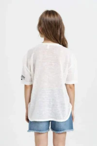 DeFacto Oversize Wide Fit Crew Neck Printed Short Sleeve T-Shirt Girls - Image 5