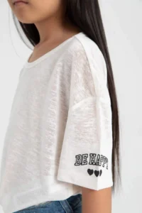 DeFacto Oversize Wide Fit Crew Neck Printed Short Sleeve T-Shirt Girls - Image 6