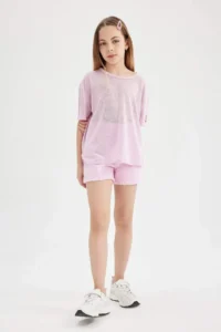 DeFacto Oversize Wide Fit Crew Neck Printed Short Sleeve T-Shirt Girls - Image 2