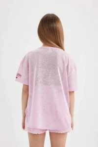DeFacto Oversize Wide Fit Crew Neck Printed Short Sleeve T-Shirt Girls - Image 6