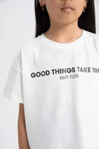 DeFacto Crew Neck Printed Short Sleeve T-Shirt Girls - Image 5
