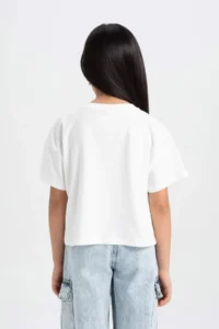 DeFacto Crew Neck Printed Short Sleeve T-Shirt Girls - Image 6