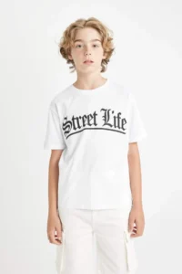 DeFacto Crew Neck Printed Short Sleeve T-Shirt Boy