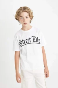 DeFacto Crew Neck Printed Short Sleeve T-Shirt Boy - Image 3