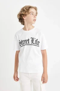 DeFacto Crew Neck Printed Short Sleeve T-Shirt Boy - Image 4