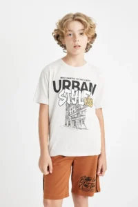 DeFacto Crew Neck Printed Short Sleeve T-Shirt Boy